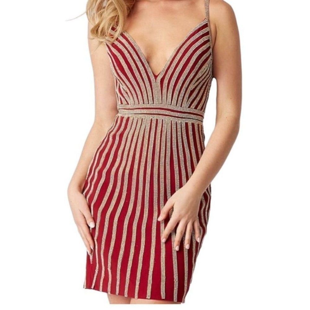 Jovani elegant bejeweled crystal cocktail dress